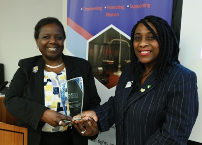 CILEx President Millicent Grant receiving a thank you award