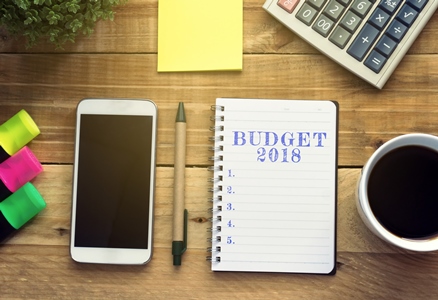 Budget 2018 list written on a notepad